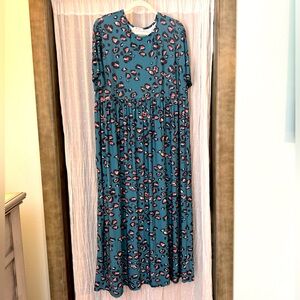 Teal Cheetah oversized comfy Dress -Sz. M